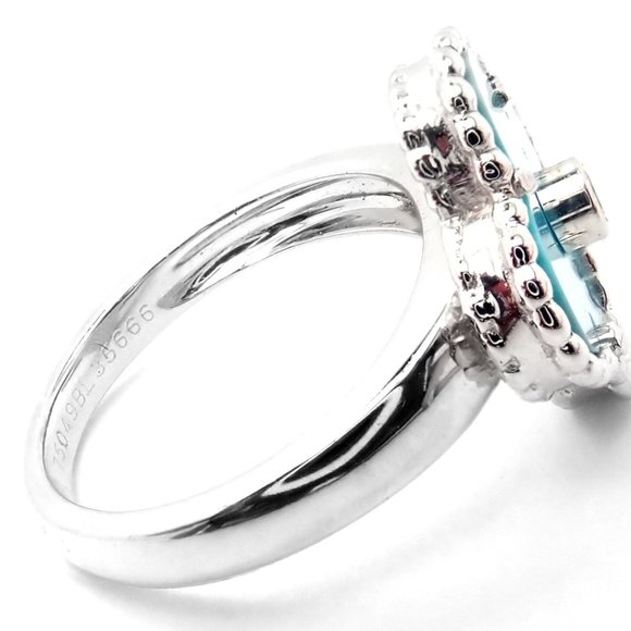 Authentic! Van Cleef & Arpels Alhambra 18k Gold Diamond Turquoise Ring Paper - Picture 3 of 11